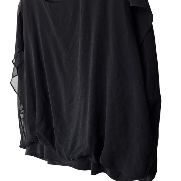 Involand Chiffon Overlay Batwing Sleeve Blouse Women‎ Plus Size 4X Black Top - Picture 8 of 13
